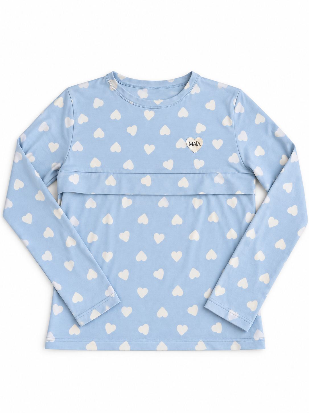 T-shirt d’allaitement | Haut de pyjama MAÏA cœurs 🩵 PRÉCOMMANDE