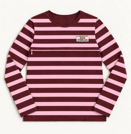 T-shirt d’allaitement | Haut de pyjama MAÏA rayé 🩷 PRÉCOMMANDE