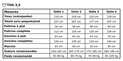 Gigoteuse avec ouvertures pour allaitement TOG 3,5 Taille 1, 2, 3, et 4 | - MAÏA